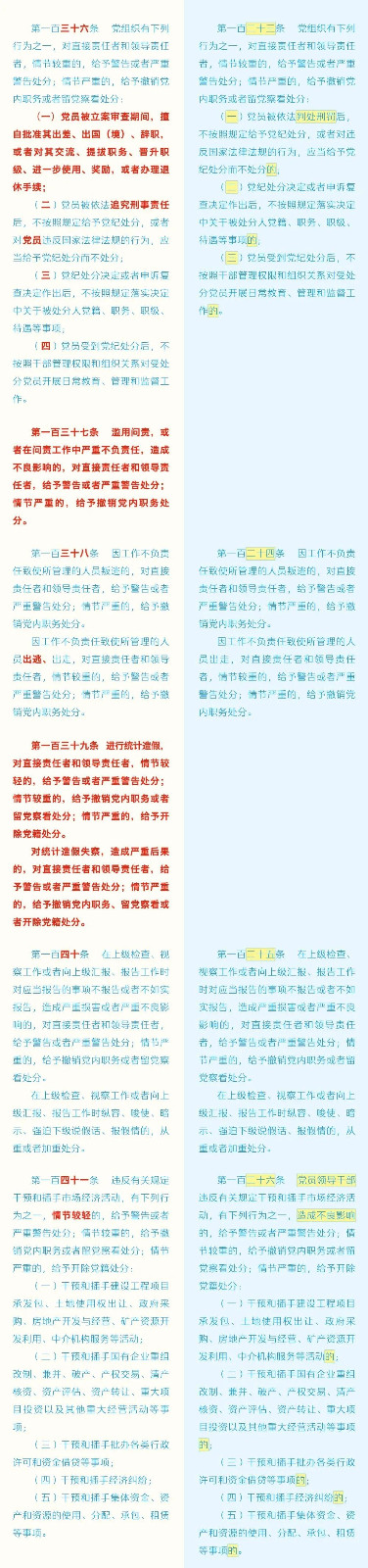 《中国共产党纪律处分条例》修订条文比照表 - 党务事情 - 申博官网