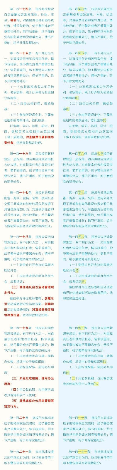 《中国共产党纪律处分条例》修订条文比照表 - 党务事情 - 申博官网